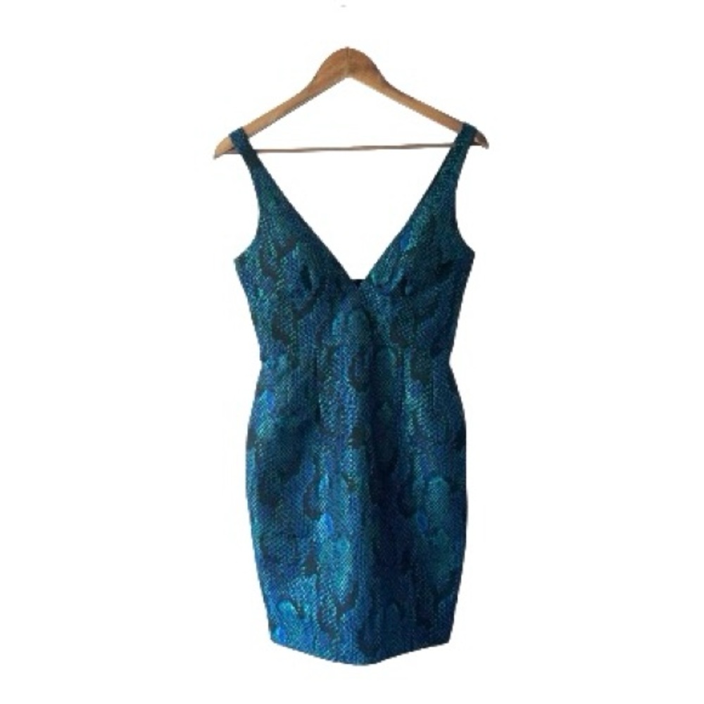 NEW JayGodfrey REVOLVE Blue Green Snakeskin Cocktail Mini Midi Dress Formal Sz 2